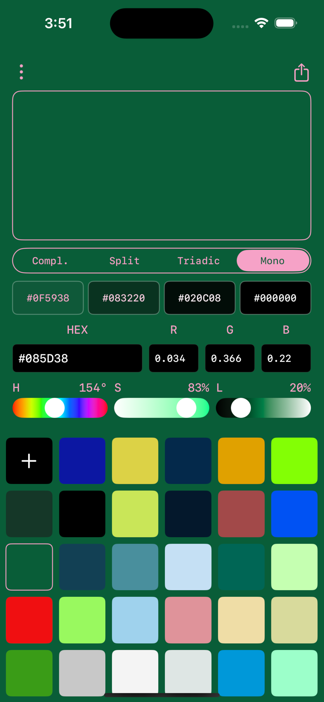 Color Picker palette preview